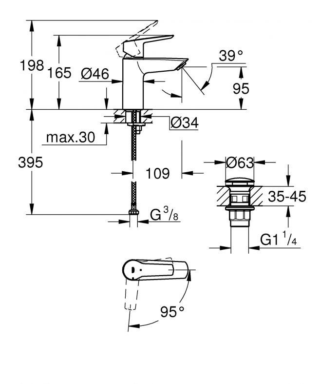 Змішувач для раковини Grohe Start чорний матовий 235512432