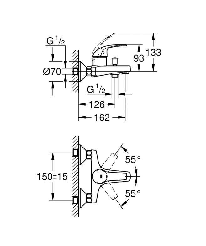 Змішувач для ванни Grohe BauCurve хром 23599000