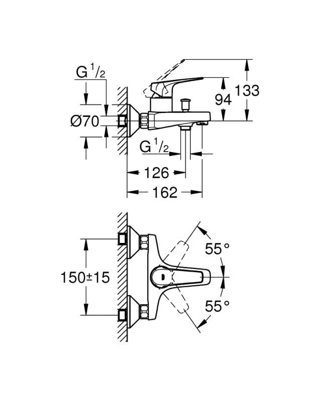 Змішувач для ванни Grohe BauFlow хром 23601000