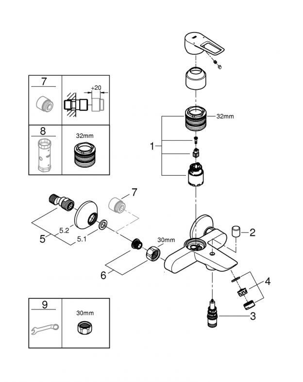 Змішувач для ванни Grohe BauLoop хром 23603001