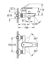 Смеситель для ванны Grohe BauEdge New хром 23605001