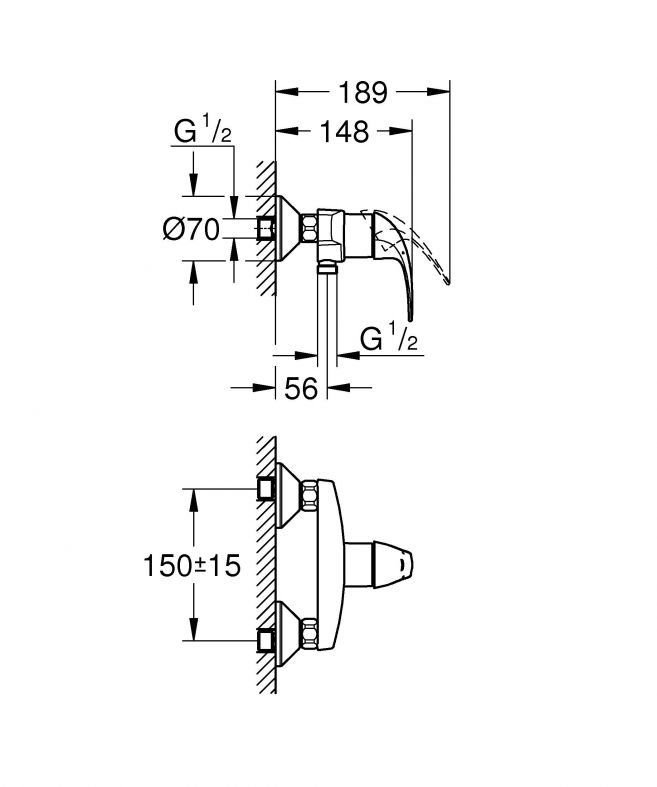 Змішувач для душу Grohe BauCurve хром 23631000