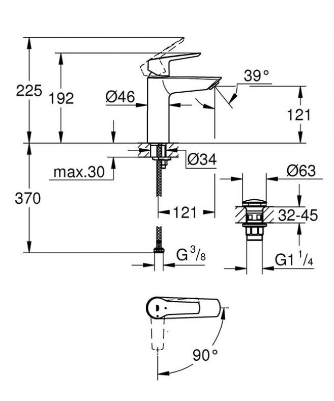 Смеситель для раковины Grohe Start хром 23746002