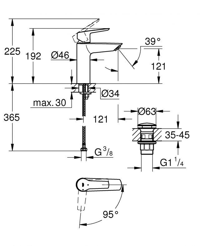 Смеситель для раковины Grohe Start черный матовый 237462432