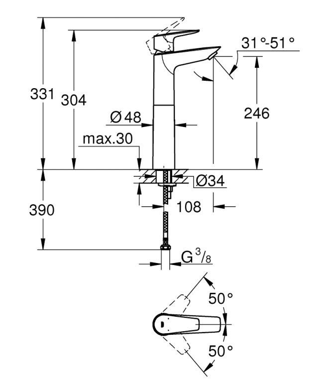 Змішувач для раковини Grohe BauEdge New хром 23761001