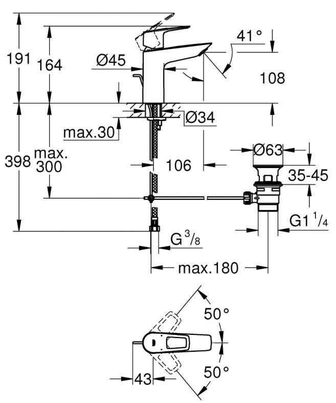 Змішувач для раковини Grohe BauLoop хром 23762001