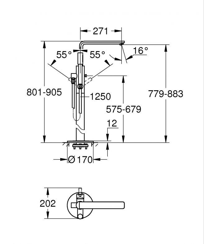 Смеситель для ванны Grohe Lineare суперсталь 23792DC1 на пол