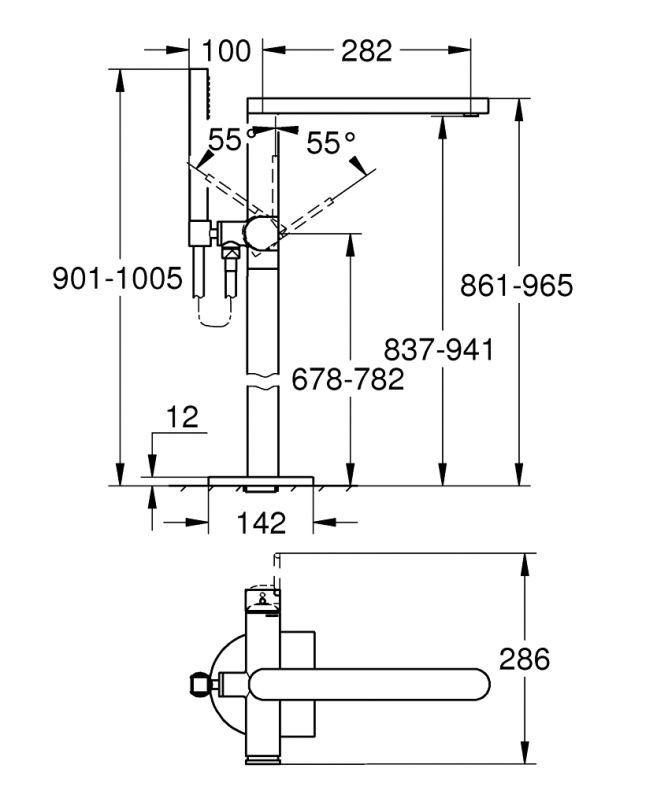 Змішувач для ванни Grohe Plus хром 23846003 на підлогу