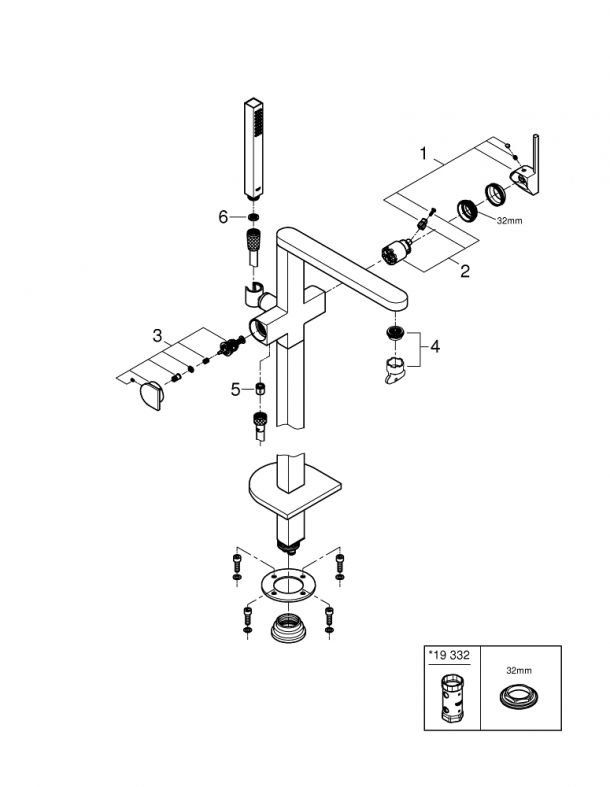 Змішувач для ванни Grohe Plus хром 23846003 на підлогу