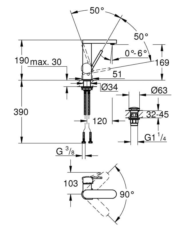 Змішувач для раковини Grohe Plus хром 23872003