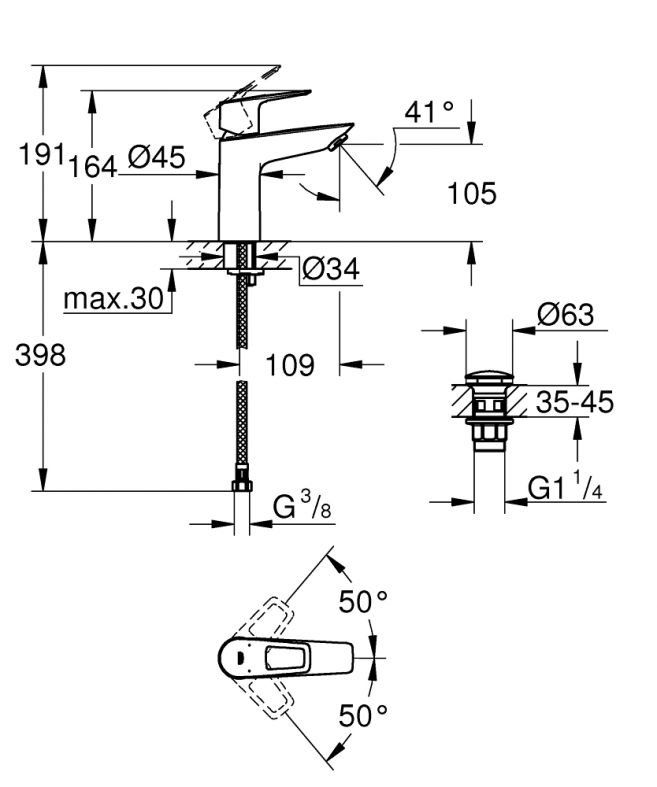 Змішувач для раковини Grohe BauLoop хром 23886001