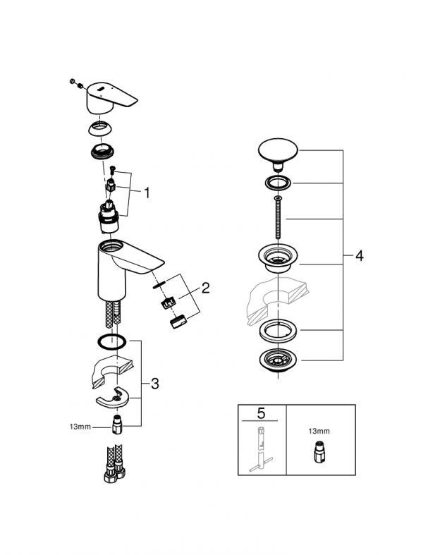 Змішувач для раковини Grohe BauEdge New хром 23895001