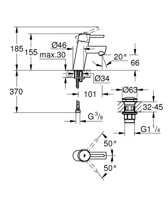 Змішувач для раковини Grohe Concetto хром 23931001