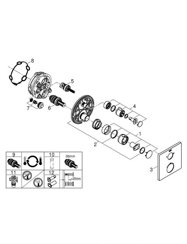 Смеситель скрытого монтажа Grohe Grohtherm хром 24079000