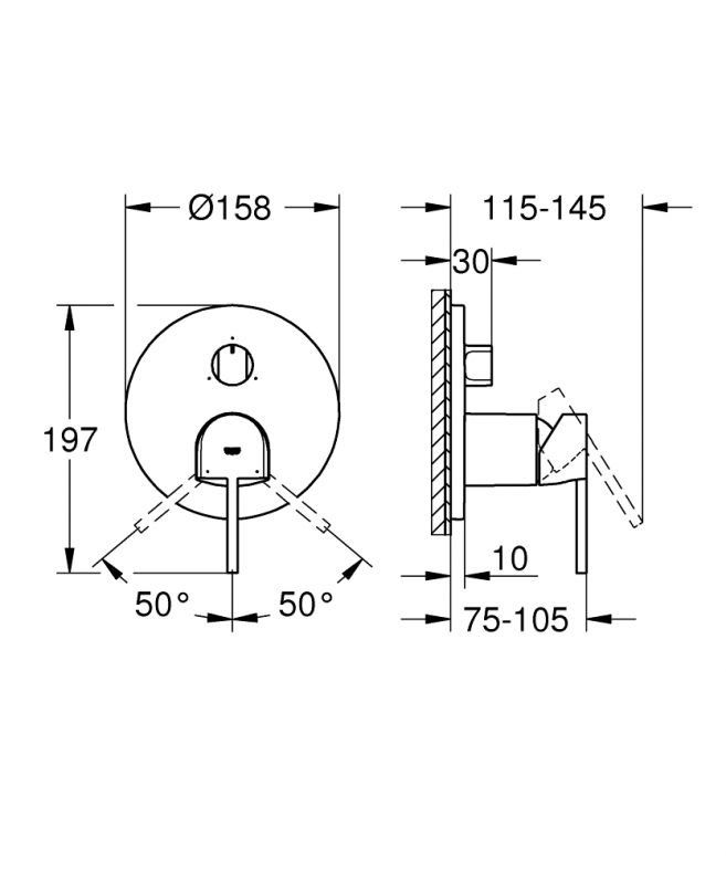 Змішувач прихованого монтажу Grohe Plus суперсталь 24093DC3