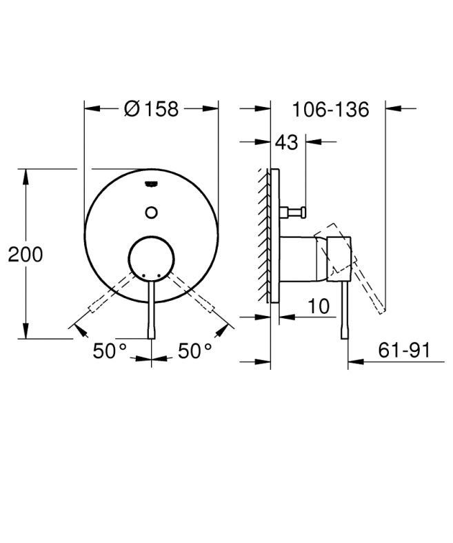 Змішувач прихованого монтажу Grohe Essence холодний світанок матовий 24167GN1