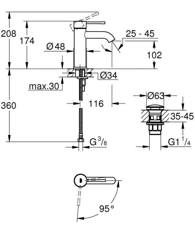 Змішувач для раковини Grohe Essence хром 24179001