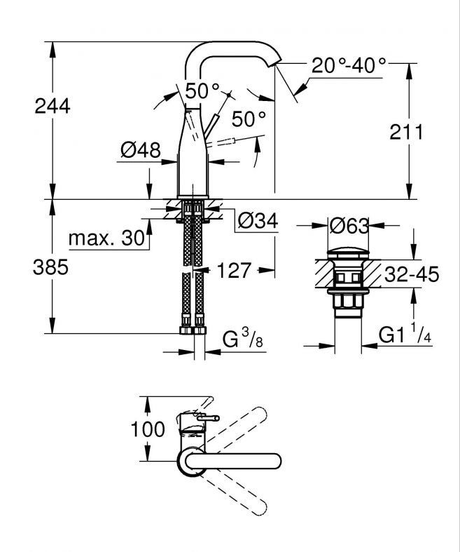 Змішувач для раковини Grohe Essence хром 24182001