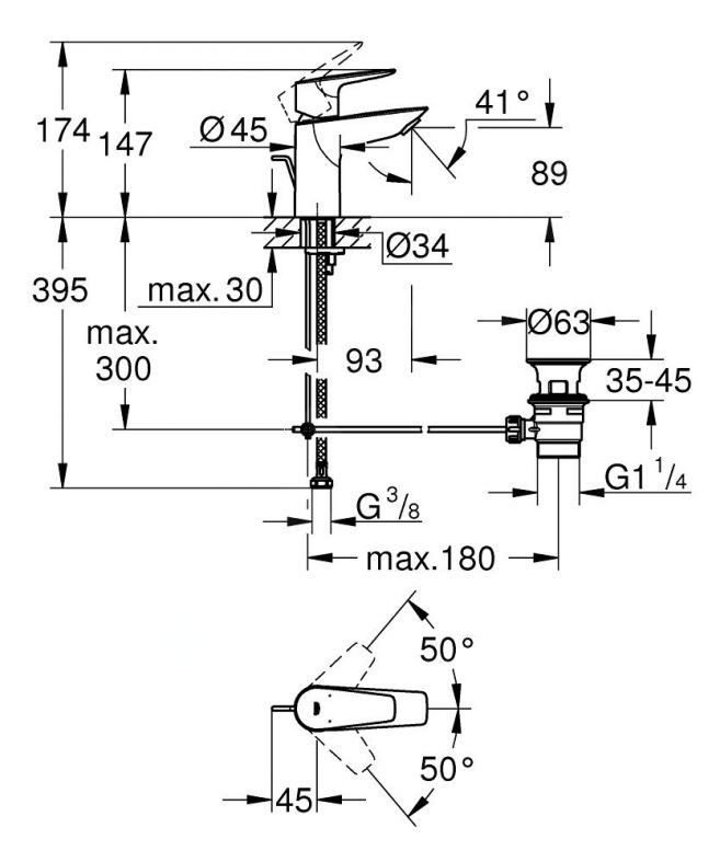 Змішувач для раковини Grohe StartEdge хром 24196001