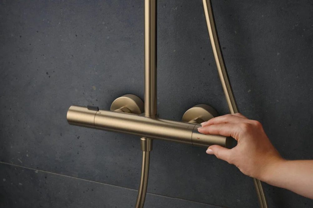 Душевая система с термостатом Hansgrohe Pulsify S Puro бронза 24223140