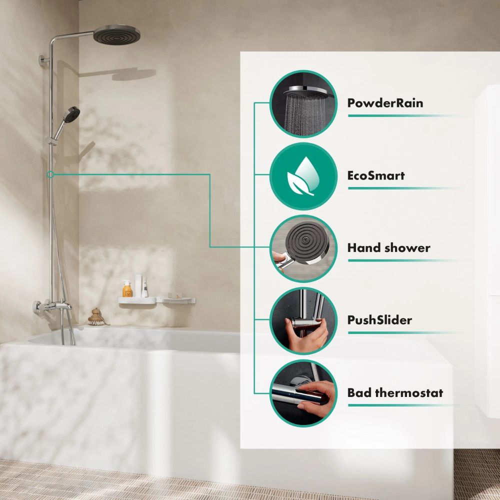 Душова система з термостатом Hansgrohe Pulsify S Puro хром 24232000
