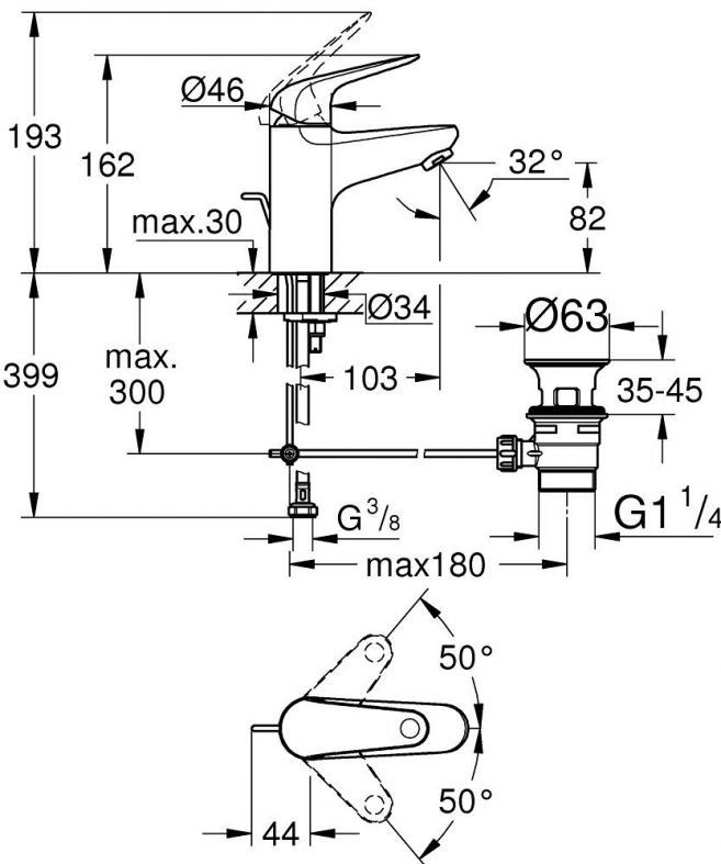 Змішувач для раковини Grohe Swift хром 24316001