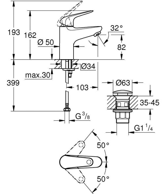 Змішувач для раковини Grohe Swift хром 24318001