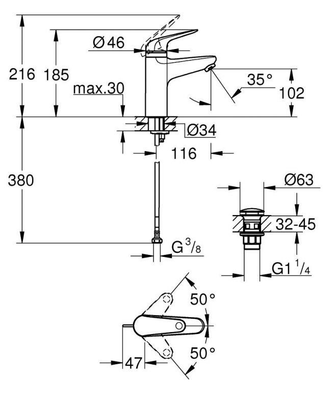 Змішувач для раковини Grohe Swift хром 24327001