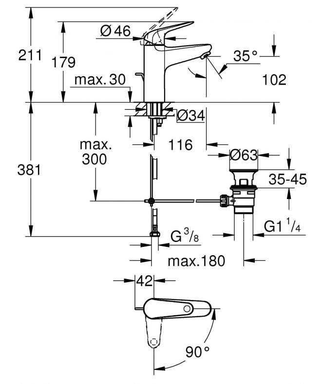 Змішувач для раковини Grohe Swift хром 24328001