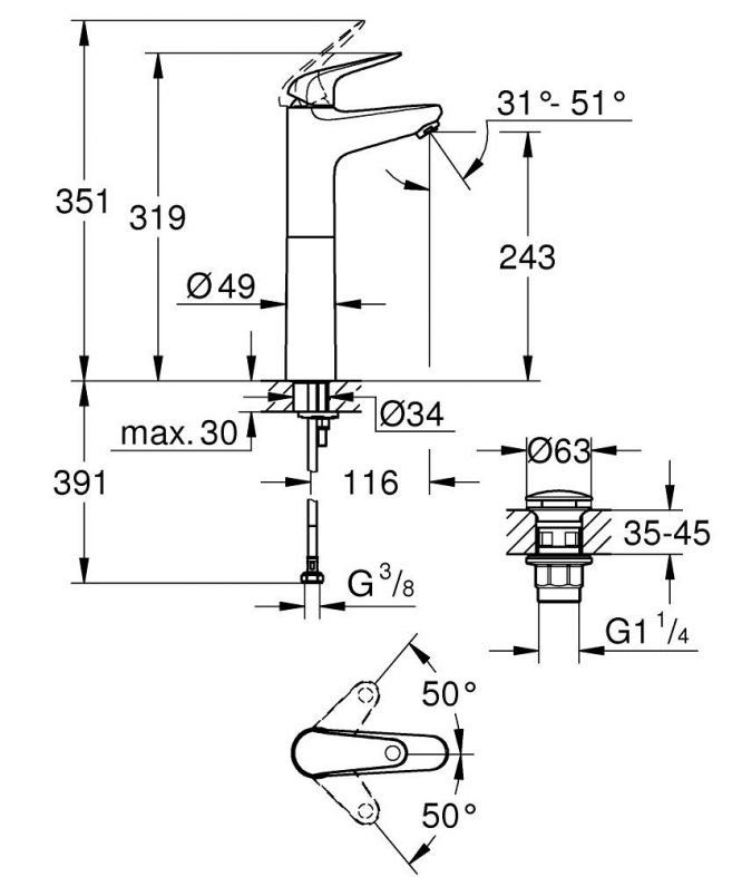 Змішувач для раковини Grohe Swift хром 24331001