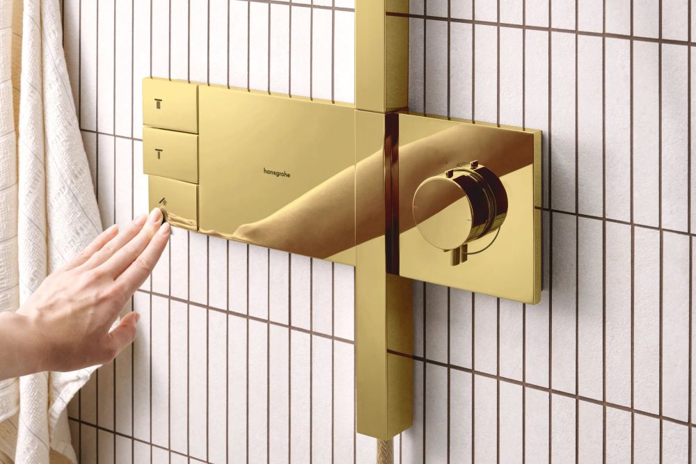 Душевая система с термостатом Hansgrohe Raindance Alive Q золото 24590990