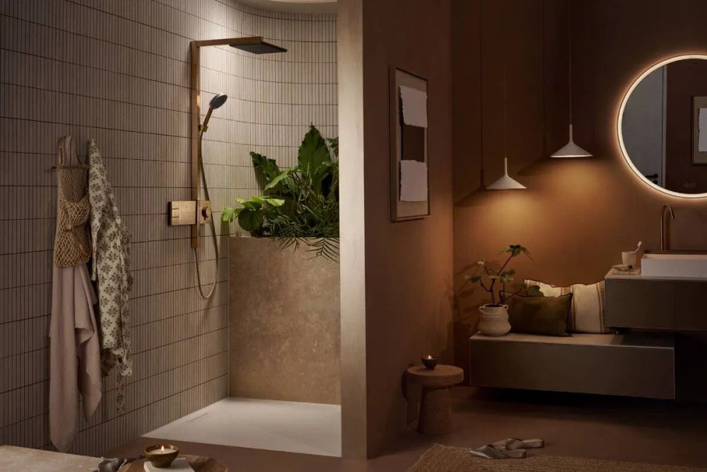 Душевая система с термостатом Hansgrohe Raindance Alive Q бронза 24591140
