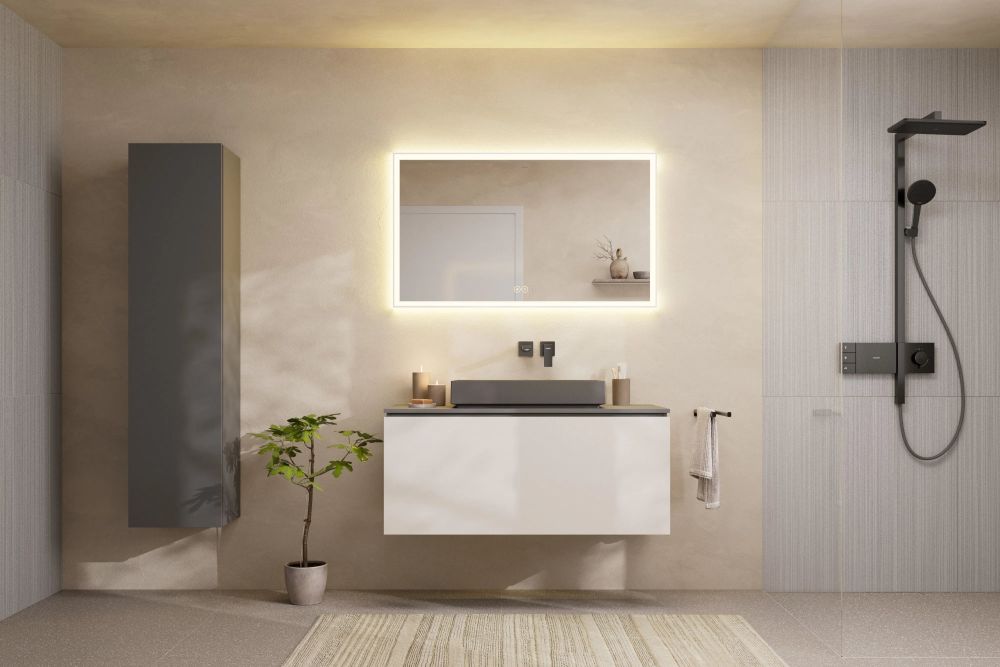 Душова система з термостатом Hansgrohe Raindance Alive Q чорний матовий хром 24591340