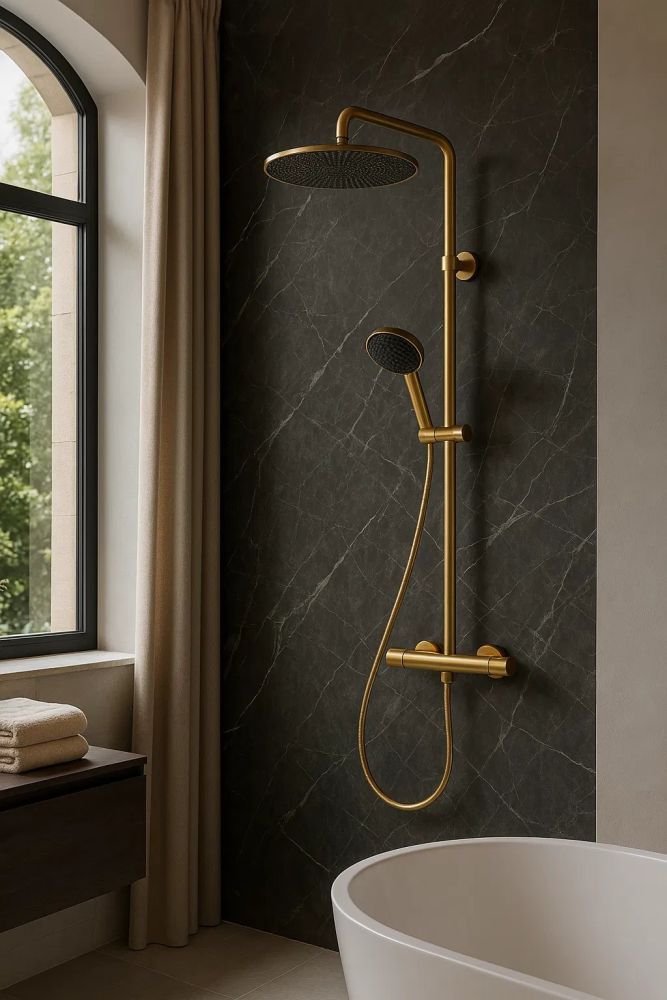 Душевая система с термостатом Hansgrohe Raindance Alive S бронза 24593140