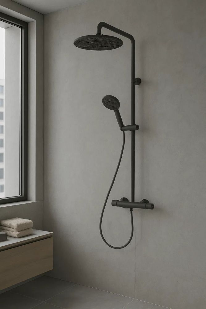 Душевая система с термостатом Hansgrohe Raindance Alive S черный матовый хром 24593340