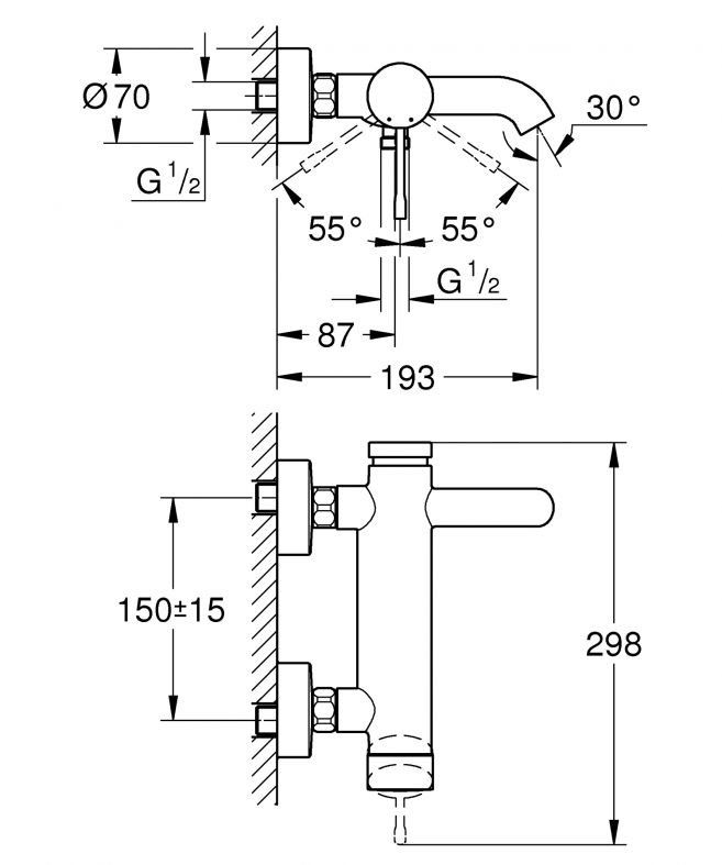 Змішувач для ванни Grohe Essence фантомний чорний 25250KF1