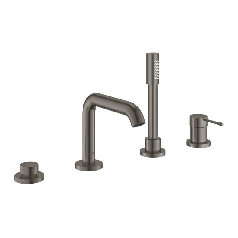 Змішувач на борт ванни Grohe Essence графіт темний матовий 25251AL1 з душовим гарнітуром