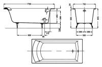 Ванна чавунна 170x75 Jacob Delafon Biove E2938-00 + ноги + сифон
