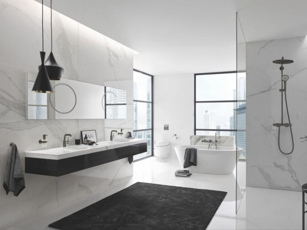 Душевая система с термостатом Grohe Euphoria графит темный матовый 26075AL0