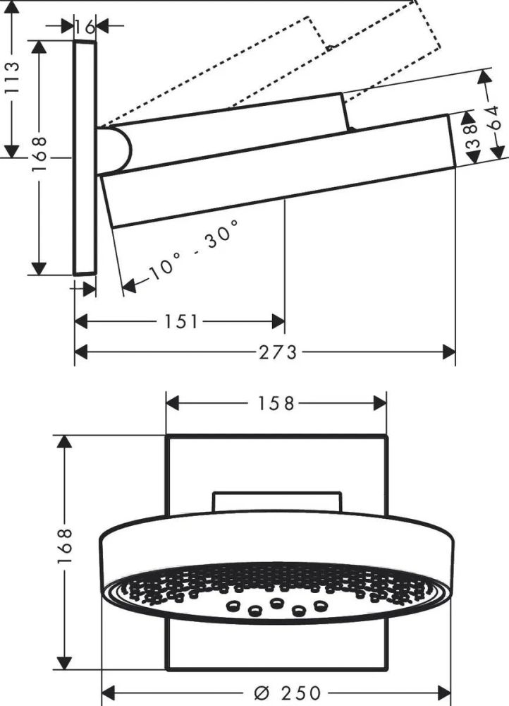 Верхній душ Hansgrohe Rainfinity білий матовий 26233700