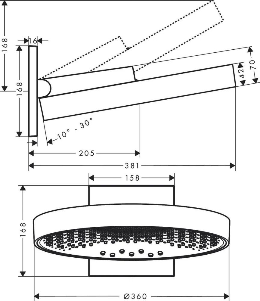 Верхній душ Hansgrohe Rainfinity золото 26234990