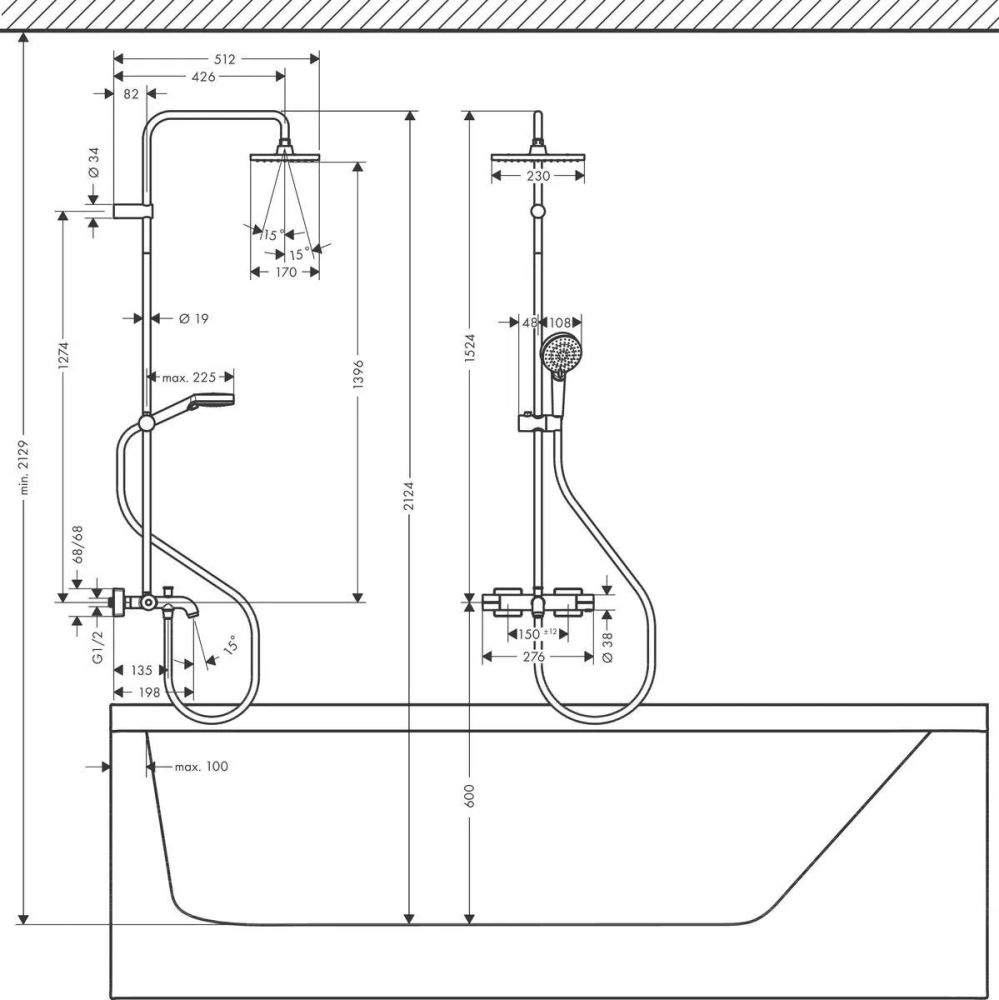 Душевая система с термостатом Hansgrohe Vernis Shape хром 26284000