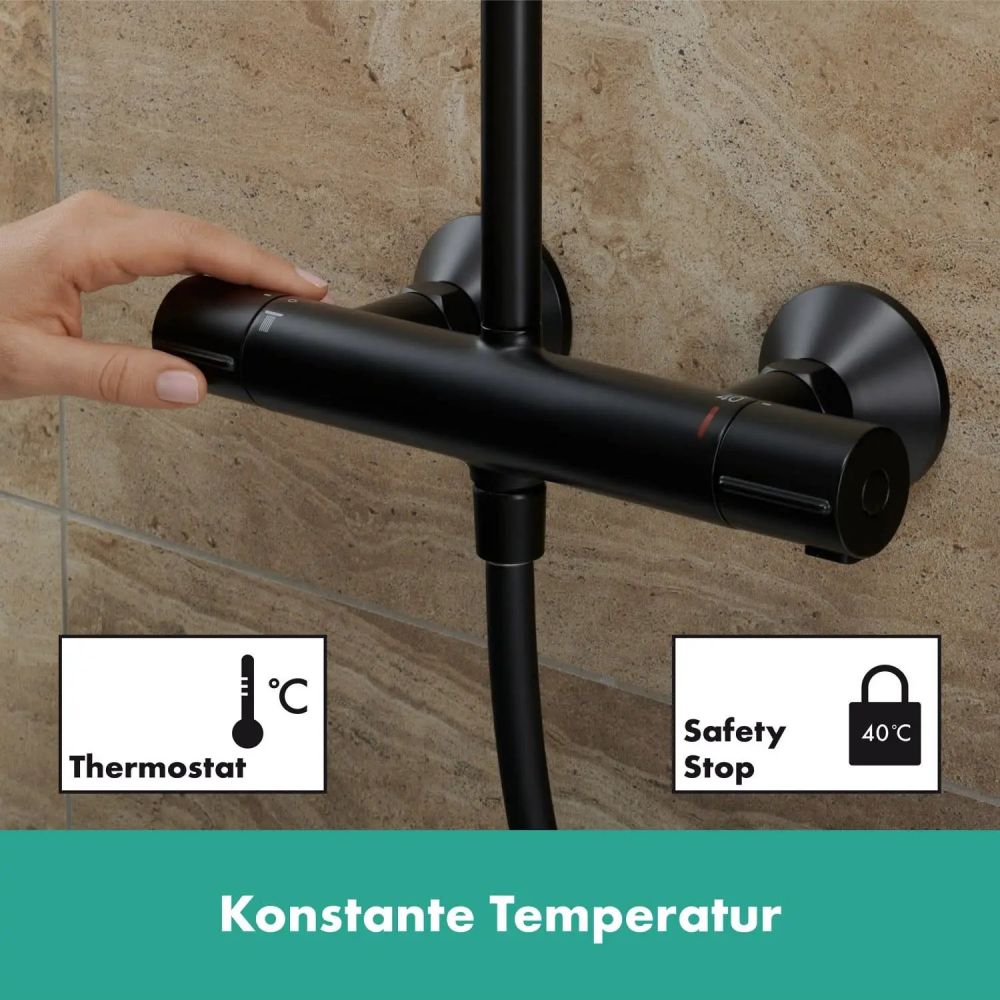 Душова система з термостатом Hansgrohe Vernis Blend чорний матовий 26426670