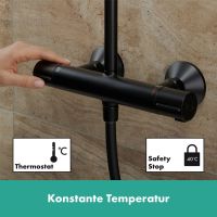Душова система з термостатом Hansgrohe Vernis Blend чорний матовий 26426670