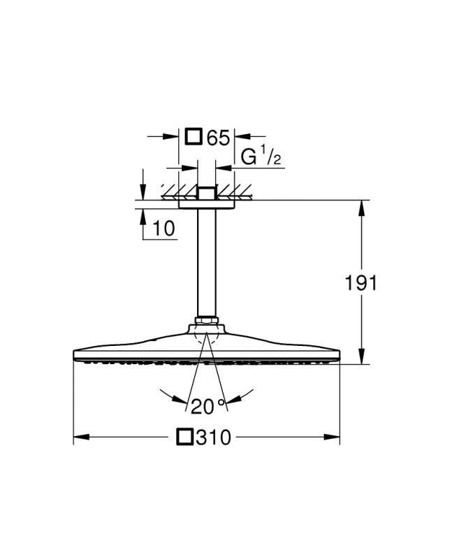 Верхній душ Grohe Rainshower графіт темний матовий 26566AL0