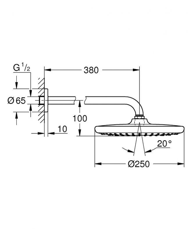 Верхний душ Grohe Tempesta Cosmopolitan 250 хром 26668000