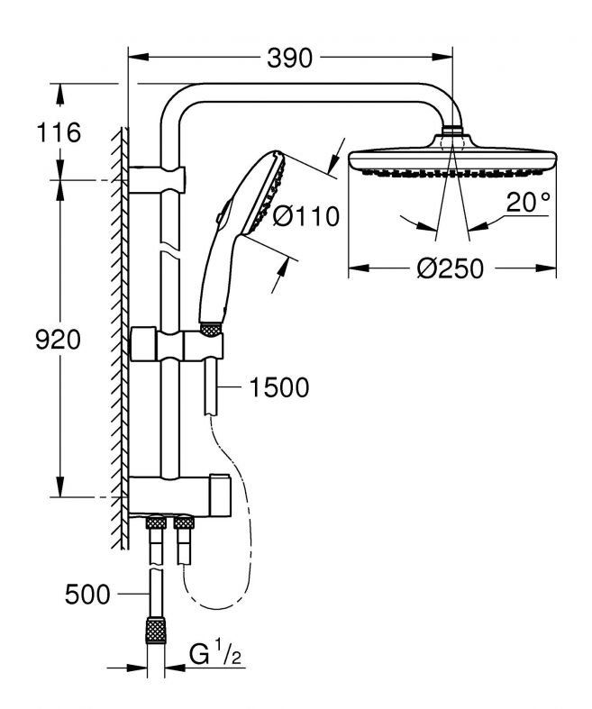 Душова система Grohe Tempesta хром 26675001