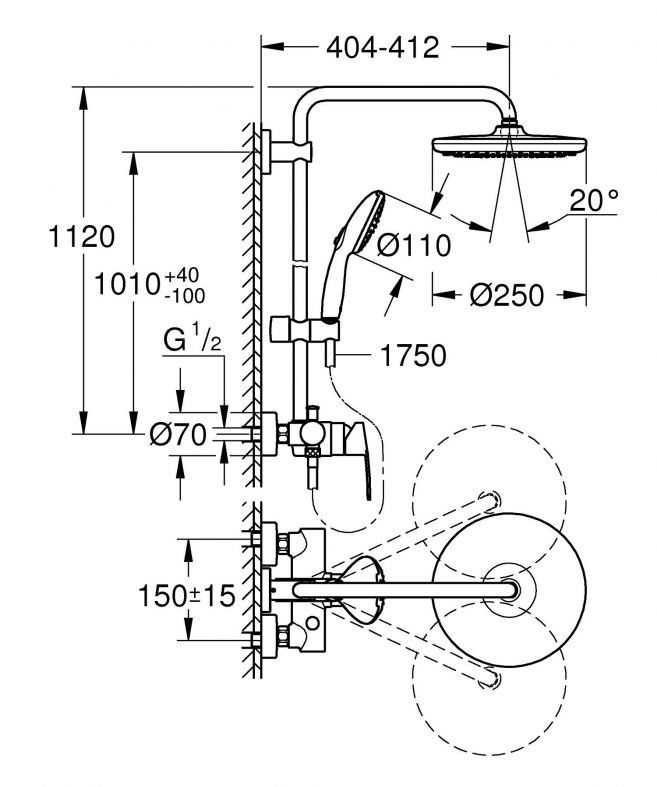 Душова система Grohe Vitalio Start 110 хром 26679001