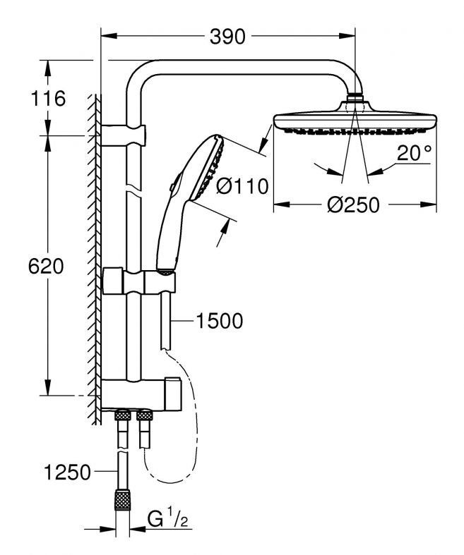 Душевая система Grohe Vitalio Start черный матовый 266802431