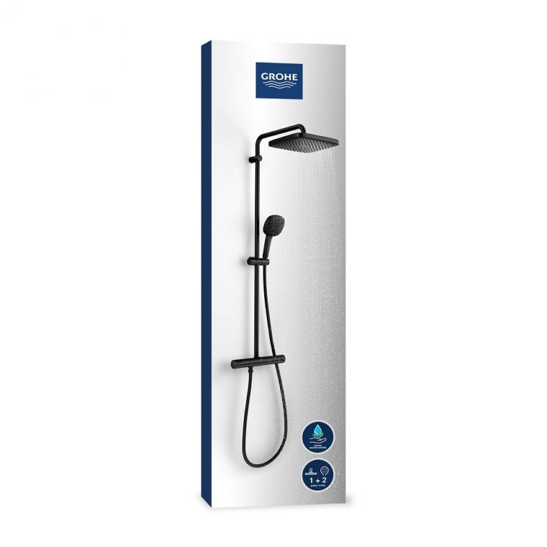 Душова система з термостатом Grohe Vitalio Comfort 110 чорний матовий 266962431